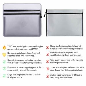 CUSTOM Silicone-Coated Fire Retardant Polyester <b>Document</b> <b>Bag</b> Sewing Edge Mesh Cloth Ziplock Waterproof Envelope File Storage - Product Image 6