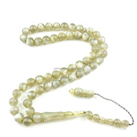 Haute Qualité Islamique Tesbih - 51 Perles 10mm Jaune Résine Ambre Kehribar avec Fourmis À L'intérieur Des Perles De Prière Musulmane