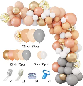 129pcs Rose Gold Peach Nude Grey Latex Blush Balloons 10inch Chrome Latex Balloon For Party Decorations Balloon Garland Arch Kit
