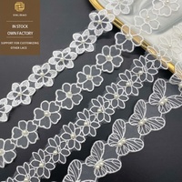 À la main Di Mesh Soluble Dans L'eau Dentelle Brodé Papillon Nail Perle Bar Code Dentelle Tissu Accessoires pour Chaussures Sacs DIY Vêtements