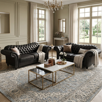Ensemble de canapés Chesterfield en cuir postmoderne capitonné (2+3 places) – Luxe moderne pour salon de villa/maison