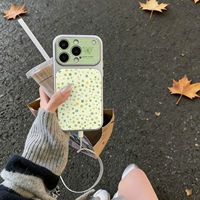 Nouvelle Coque de Téléphone Portable en Cuir Vert Fleuri Coque Arrière Blanche Corning pour iPhone 16 12 15 18 17 Air Pro Max