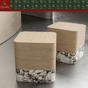 Mesa Auxiliar GOLDKING de Travertino Calacatta Viola, Piedra Beige Púrpura para Sala de Estar o Dormitorio, Diseño Personalizado de Mármol y Piedra Caliza - Product Image 3
