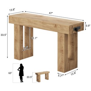 Table <span class=keywords><strong>console</strong></span> en chêne avec sorties capteur de lumière pour entrée Villa hôtel chambre ferme salon meubles avec fonction de stockage - Product Image 6
