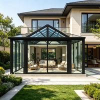 Véranda de jardin d'hiver en verre, design triangulaire en verre trempé, pour villa indépendante, résidence privée, espace de loisirs et de détente dans la cour