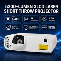 Projecteur laser 3LCD à courte focale avec amélioration 4K, 5200 lumens, pour l'éducation et les entreprises