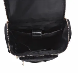 Designers Custom Luxury Big Capacity Black Double Shoulder Back Packs Waterproof Crocodile Pu Vegan Leather Backpacks For Men