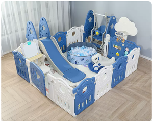 Ensemble de terrain de jeu intérieur tout-en-un pour enfants avec toboggan, balançoire, <span class=keywords><strong>piscine</strong></span> à balles et parc de jeu sécurisé pour les tout-petits - Product Image 1