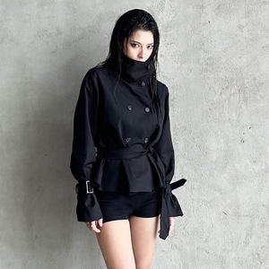 Veste d'automne style urbain audacieux à col montant – Minimaliste, polyvalente, couleur unie, manches longues, coupe-vent, respirante, mélange de spandex - Product Image 4