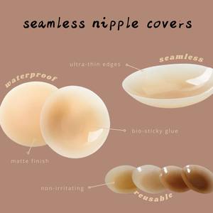 Pasties en silicone ultra-minces réutilisables, autocollants <span class=keywords><strong>sans</strong></span> tétons, cache-tétons adhésifs, cache-tétons pour femmes - Product Image 6