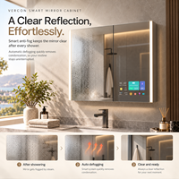 Miroir de salle de bain intelligent mural en gros avec écran tactile de 5 pouces, fonction anti-buée IA et système audio Wi-Fi Bluetooth
