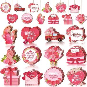Mother's Day Wooden Pendant Tags Heart Shape Hanging Decorations For Party Wall Decor - Product Image 1