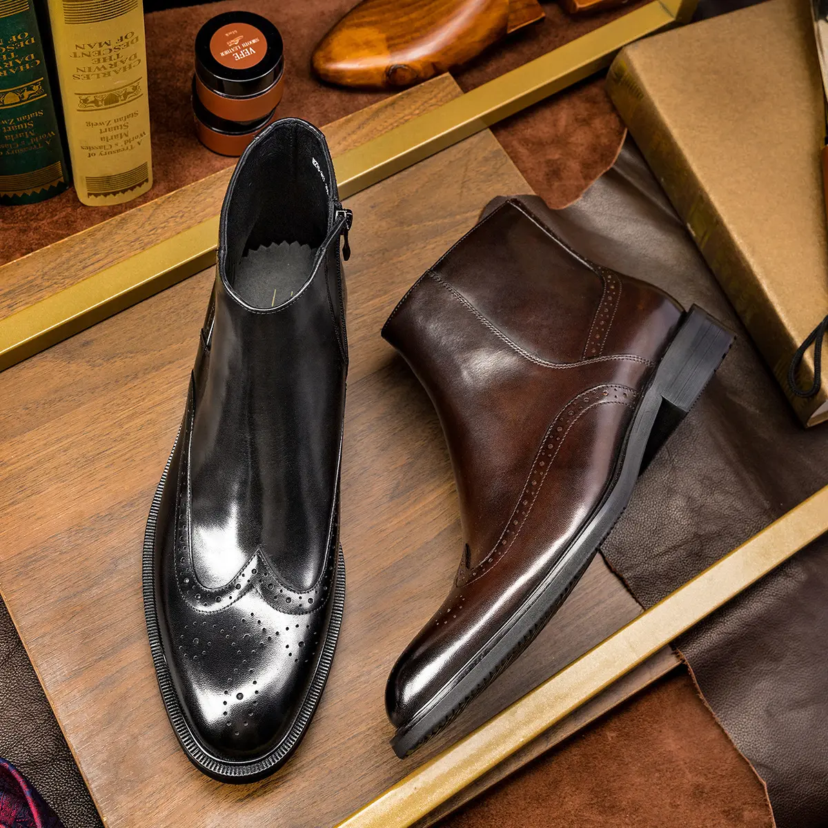 Yeni varış yüksek kalite hakiki deri ayakkabı erkek Chelsea çizmeler İtalya tasarımı ile fabrika toptan özelleştirme
