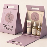 Boîte d'emballage cadeau magnétique en carton rigide à main plate avec logo personnalisé, doublure en éponge et laminage mat pour les cosmétiques de beauté
