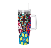 Mug de voyage isotherme personnalisé avec logo, 40 oz, double paroi en acier inoxydable, avec poignée, compatible avec la plupart des porte-gobelets de voiture, en gros