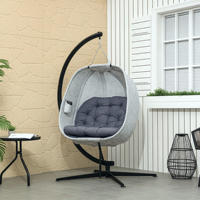 Fauteuil suspendu en forme d'œuf AJUNION pour l'extérieur, mobilier de balcon, fauteuil à bascule, siège large, fauteuil en forme d'œuf pliable avec support en acier