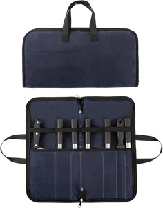 Free sample New Blue <b>Canvas</b> Chef Knife <b>Roll</b> Bag 12 Slots Adjustable Shoulder Strap Storage Pouch Custom - Product Image 1