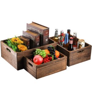 Ensemble de 3 caisses de rangement rectangulaires <span class=keywords><strong>en</strong></span> <span class=keywords><strong>bois</strong></span>, avec poignées, style rustique, <span class=keywords><strong>bois</strong></span> massif naturel poli, pour la fête des mères, Noël - Product Image 6
