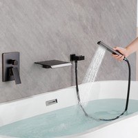 Mitigeur de bain mural moderne à double poignée, finition ORB, en laiton massif, pour douche et bain