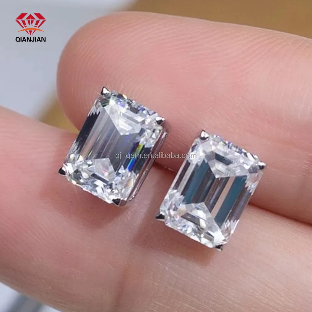 Grosir anting perak murni 1.0ct 0.5ct mossanite VS1 anting kancing pernikahan Moissanite untuk wanita