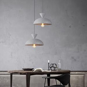 Lustre suspendu LED gris ciment de style Wabi-Sabi, industriel, avec hauteur réglable et fonction de gradation pour salon - Product Image 2