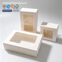Caja Rígida Blanca Reciclable para Panadería con Ventana Transparente Ondulada, Logotipo Impreso Personalizado, Empaque para Galletas, Macarons, Pasteles y Postres Navideños