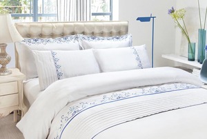 Otel-Juego de ropa de cama bordada de algodón egipcio, sábanas bordadas de lujo con hilo de 300T - Product Image 3