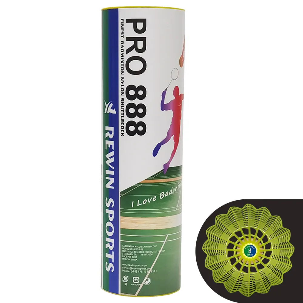 Obturador de nylon de badminton pro 888, obturador de nylon de alta qualidade com bom voo e muito durável