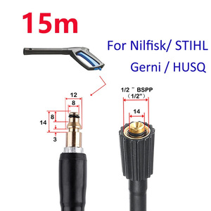 Sulai Machinery High Pressure <b>Hose</b> M22 14 15mm Universal For Car Wash Cleaner Machine Black PVC - Product Image 5