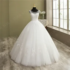 Vestido de novia de princesa de talla grande, novedad de 2021, Blanco/Marfil, con Apliques de encaje, perlas, vestidos de novia