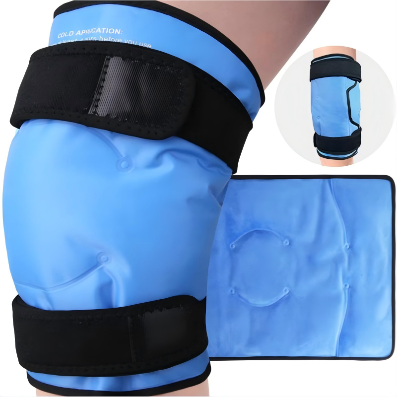 Large Ice Packs Are Used to Relieve Knee Pain, Flexible and Reusable Wrapped Cold and Hot Packs After Surgery