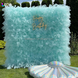 LEDA Nouvelle conception de draperie de mariage, toile de fond pour décoration de fête, rideau de fond rose et bleu pour fête de mariage - Product Image 1