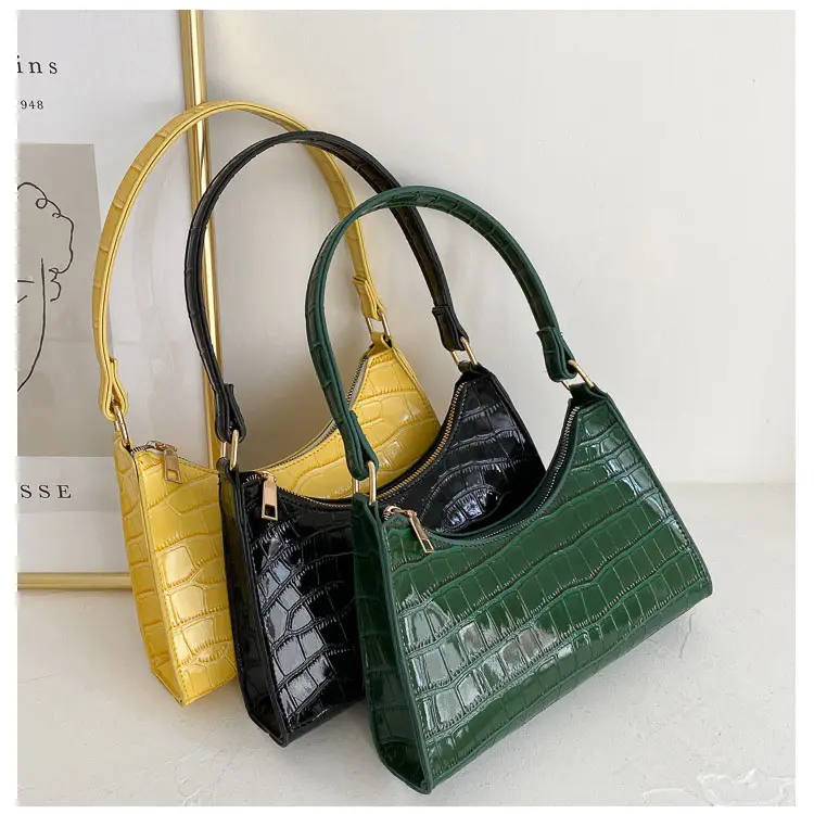 2021 Factory Direct Sale Croc-embossed Clutch Purse Women Hand Bags Leather Underarm Bag Shoulder Bags