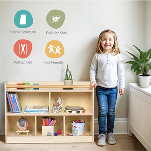 Estantería Montessori para <span class=keywords><strong>Libros</strong></span> Infantiles, Organizador de Almacenamiento para Bebés, Armario Infantil de 2 Niveles con Barra de Seguridad para Sala de Juegos - Product Image 6