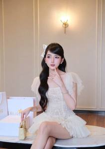 FLOWER LACE DRESS MESH LAYER Vintage Party Sweet <b>Tight</b> Waist Mini Length 100% Polyester Ruffle Sleeve Embroidered Organza - Product Image 6