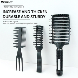 Masterlee Vente directe d'usine <span class=keywords><strong>Kit</strong></span> d'habillage <span class=keywords><strong>Haie</strong></span> Peignes à côtes en poils de sanglier Brosse à cheveux de massage à l'huile Série de peignes de coupe de cheveux - Product Image 3