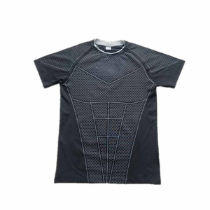 T-shirt de sport pour homme, tenue de fitness ajustée, élastique, séchage rapide, coupe ajustée, tendance, entraînement musculaire des jambes, manches courtes - Product Image 3
