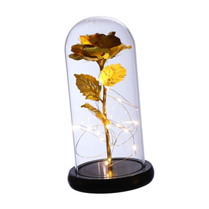 Couverture en verre avec feuille d'or, décoration de rose, cadeau créatif pour Noël, la Saint-Valentin, un anniversaire, cadeau lumineux LED - Product Image 1