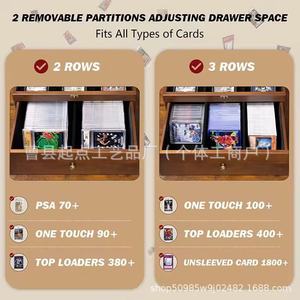 Boîte de rangement sur mesure pour cartes de joueurs, boîte de collection de cartes de jeu à double couche avec couvercle rabattable en bois massif - Product Image 3