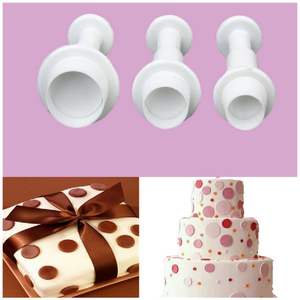 Lixsun 3 pièces ensemble classique <span class=keywords><strong>empreinte</strong></span> Fondant gâteau décoration outils de cuisson Fondant gaufrage sucre forme ronde plongeur Cutter ensemble - Product Image 3