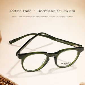 Brow-line Design Premium Acetate F22245 Retro <strong>Round</strong> Glasses <strong>Frame</strong> with Textured Wire Core Design for Men and Women - Product Image 5