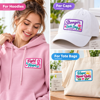 Patchs brodés personnalisés avec citation inspirante, applique ruban rose personnalisée pour sac fourre-tout, vêtements, accessoires de mode, badges