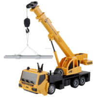 Vente en gros de grue mobile télécommandée 2,4 G à 6 canaux avec lumière clignotante, batterie rechargeable 3,7 V, jouet de construction RC