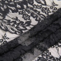 Kain Mewah YUGU Bordir Bunga Besar Hitam Berkualitas Tinggi dari Bahan Tulle Prancis Polyester/Nilon untuk Pernikahan