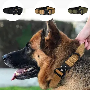 Pet Collar Neck Set Dog Leash Dog Ring Nylon Heavy Duty Tactical Pet Collar Walking Dog Training Collar For Outdoor