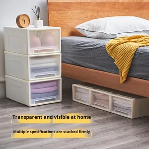 صندوق تخزين بلاستيكي شفاف بسعة كبيرة 70-80 لتر، منظم أحذية وملابس داخلية لغرفة النوم، صندوق تخزين ألعاب - Product Image 4