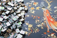 Jeu de Mahjong Américain Gravé 4 Couches, 160 Tuiles, Motif Léopard, Matériau Mélamine de Luxe pour Divertissement de Poker Haut de Gamme