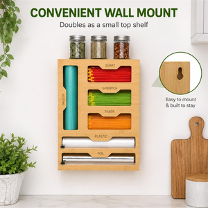 Multi-Slot Dispenser 6-in-1 <b>Foil</b> and Plastic Wrap Organizer for <b>Kitchen</b> Drawers Storage - Product Image 3
