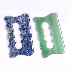 Gua Sha de Piedra de Jade Natural con Logotipo Personalizado, Gua Sha Grande para Masaje, Tabla de Gua Sha de Aventurina Verde y Jaspe con Manchas Azules - Product Image 1