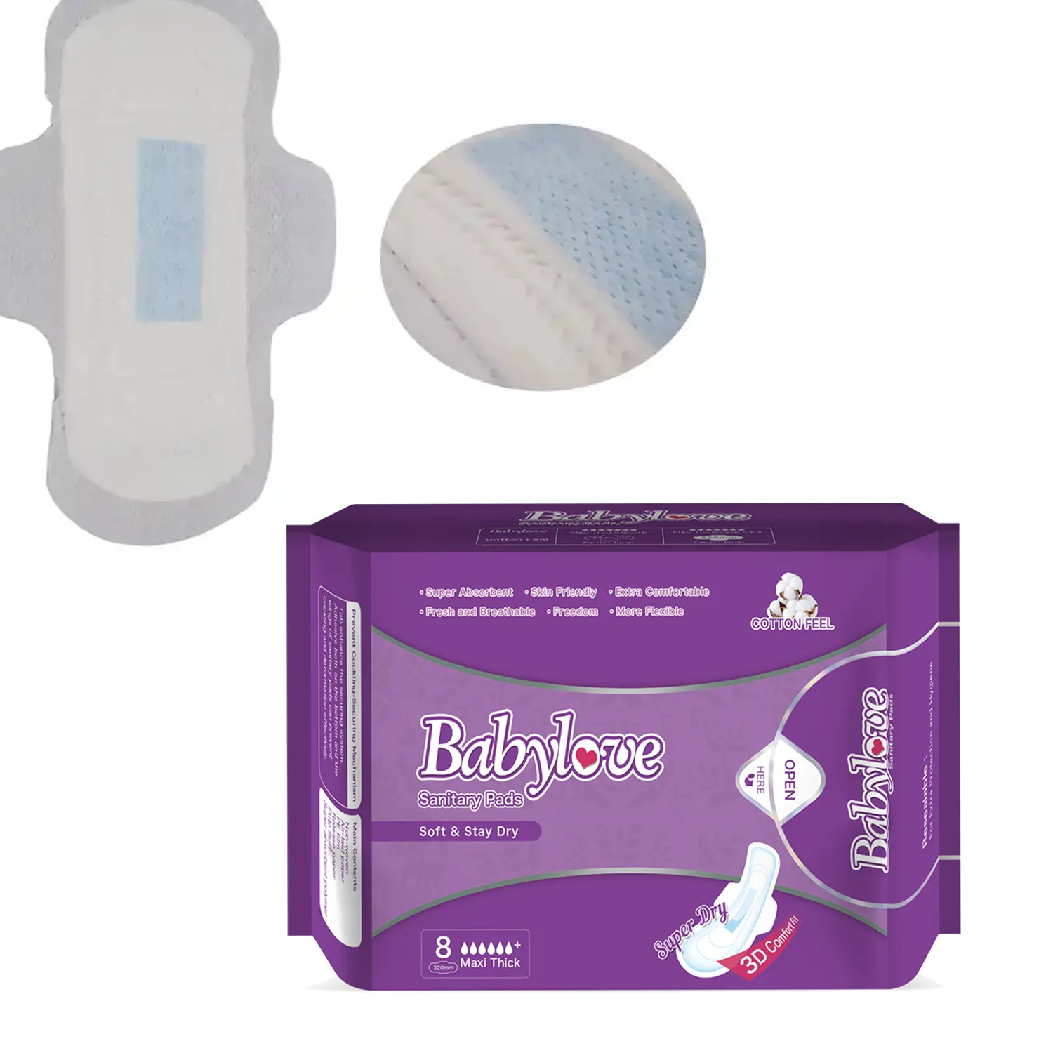 Échantillon gratuit de serviettes hygiéniques en coton anionique pour femmes vente directe en usine OEM vente en gros de serviettes hygiéniques jetables de nuit